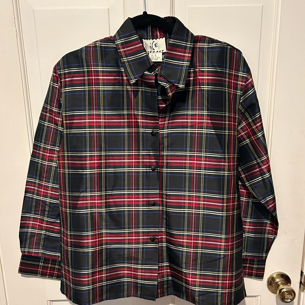 ICE plaid silk light weight jacket size 10